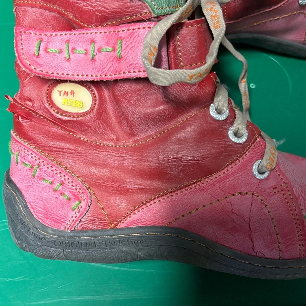 Vibrant Multicolor Lace-Up Women's Boots - Picture 3 of 8